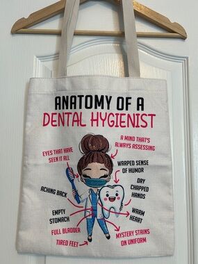 White Canvas 'Anatomy of a Dental Hygienist' Graphic Tote